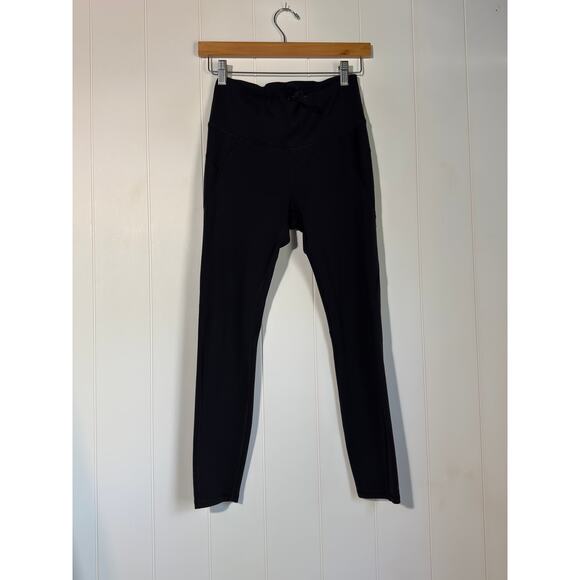 Athleta Black Performance Leggings w/ Drawstring & Side Seams Size Small - Picture 2 of 12